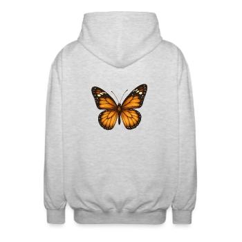 Monarchfalter – zart & majestätisch - Unisex Kapuzenjacke - Hellgrau meliert - Hinten - AI Model Male 185 light (185cm)