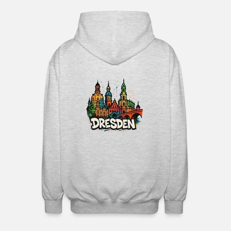 Dresden Skyline Graffiti - Unisex Kapuzenjacke - Hellgrau meliert