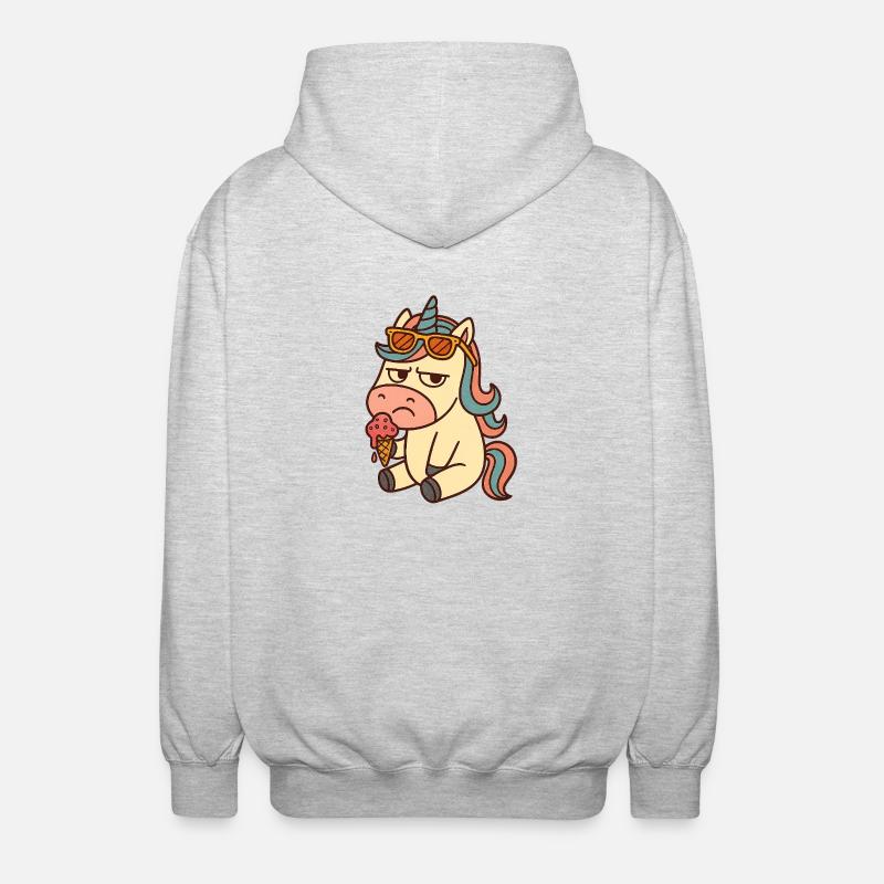 Einhorn mit Eis - Unisex Kapuzenjacke - Hellgrau meliert