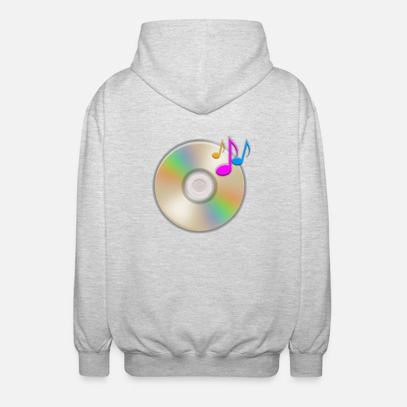 Music CD floating notes - Unisex Hooded Jacket - light heather grey