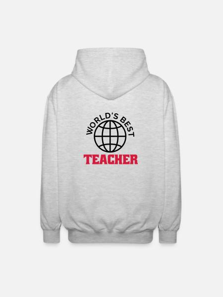 worlds best teacher - Unisex Hooded Jacket - light heather grey
