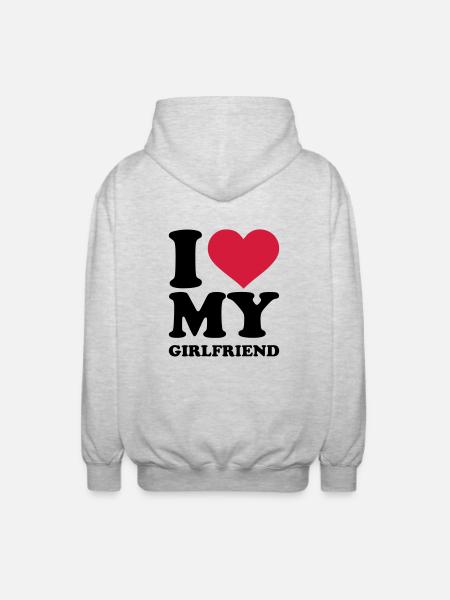 I love my girlfriend - Unisex Kapuzenjacke - Hellgrau meliert