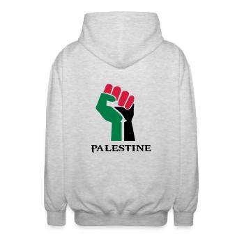 palästinensischen Symbolflagge Palästina - Unisex Kapuzenjacke - Hellgrau meliert - Hinten - AI Model Male 185 light (185cm)