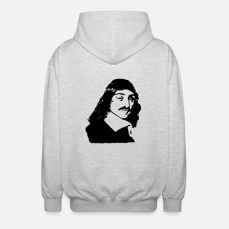 French philosopher Descartes bust drawing - Unisex Hooded Jacket - light heather grey