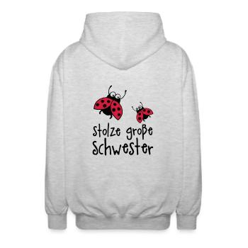 stolze_grosse_schwester_a_2c - Unisex Kapuzenjacke - Hellgrau meliert - Hinten - AI Model Male 185 light (185cm)