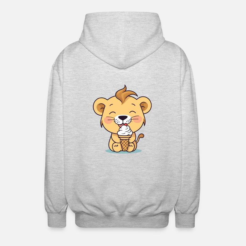 Löwe isst eis - Unisex Kapuzenjacke - Hellgrau meliert