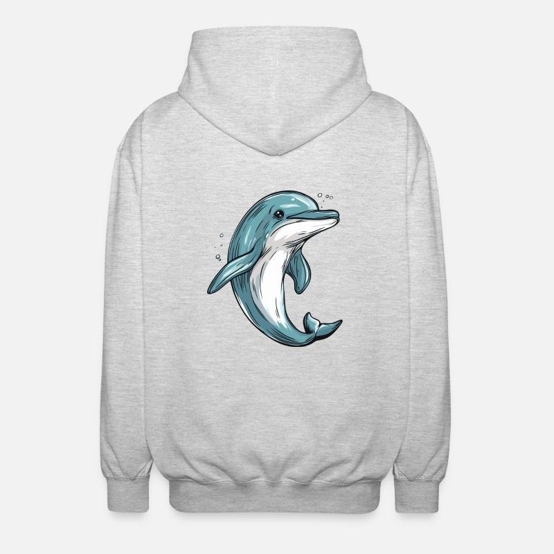 Little dolphin - Unisex Hooded Jacket - light heather grey