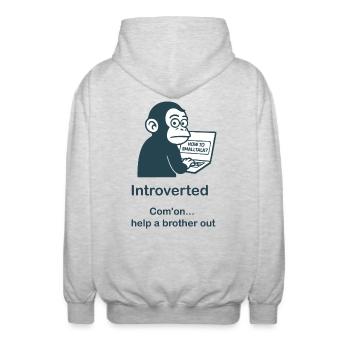 Introverted - Help - Unisex Hooded Jacket - light heather grey - Back - AI Model Male 185 light (185cm)