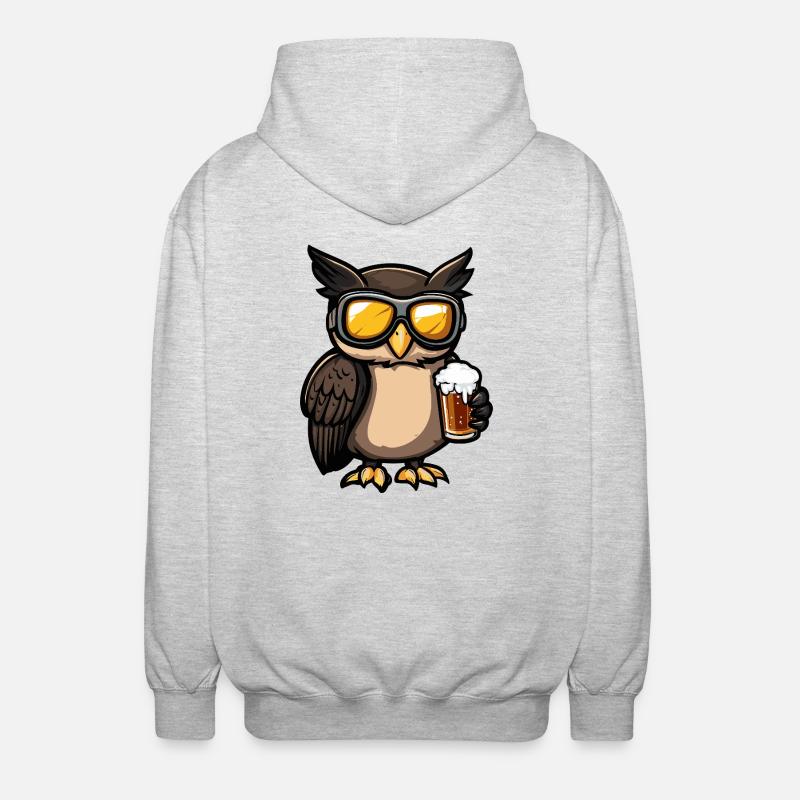 Eule Apres Ski Bier Comic - Unisex Kapuzenjacke - Hellgrau meliert
