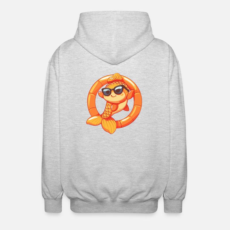 Poisson rouge Bande dessinée Cool - Veste à capuche unisexe - gris clair chiné