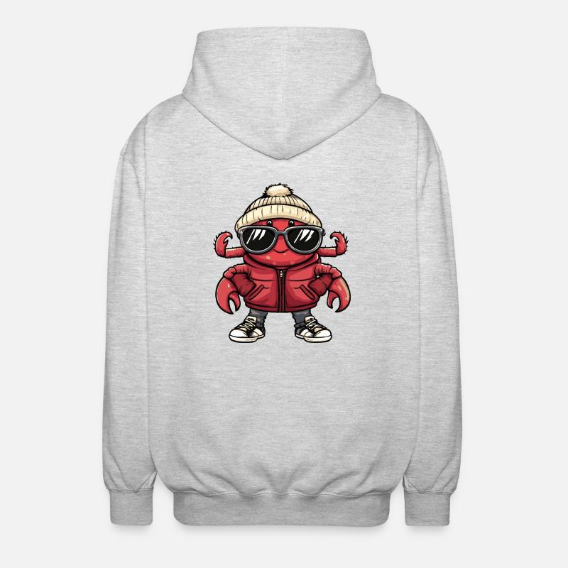 Krebs Krabbe Cool Comic - Unisex Kapuzenjacke - Hellgrau meliert