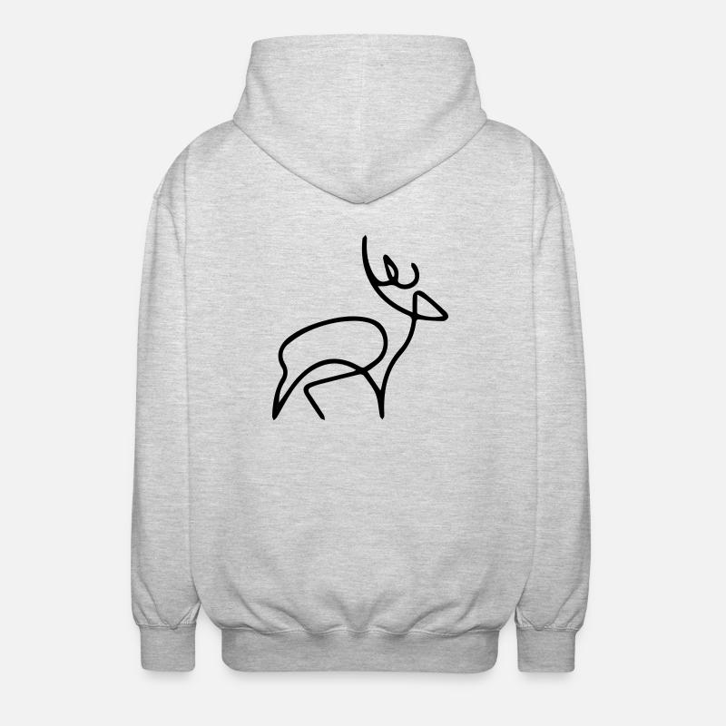 oneline deer - Unisex Hooded Jacket - light heather grey