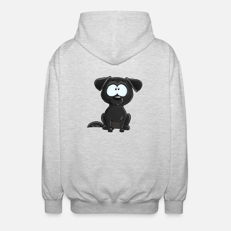 Schwarzer Labrador - Unisex Kapuzenjacke - Hellgrau meliert