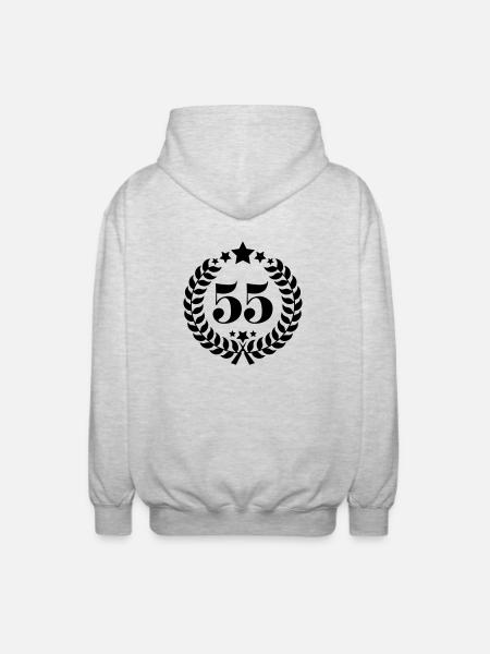 55th birthday wreath number 55 vintage age - Unisex Hooded Jacket - light heather grey