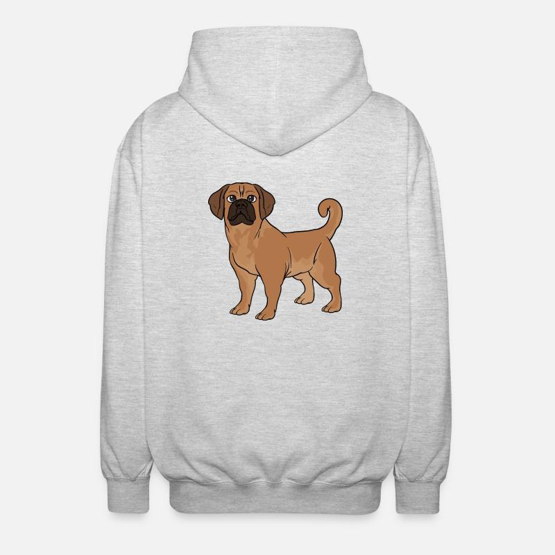 Puggle beagle carlin - Veste à capuche unisexe - gris clair chiné