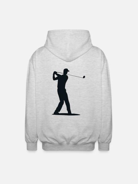Golfspieler Silhouette - Abschlag Golf - Unisex Kapuzenjacke - Hellgrau meliert