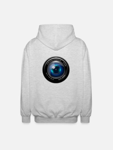 Camera lens - Unisex Hooded Jacket - light heather grey