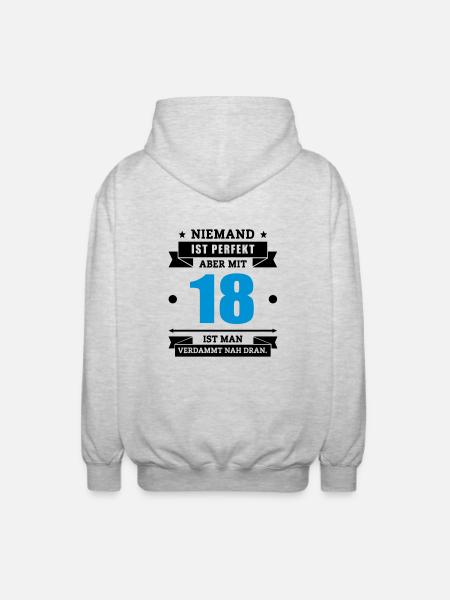 Funshirt 18 - Unisex Kapuzenjacke - Hellgrau meliert