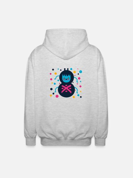 cute spider, gift, spinner - Unisex Hooded Jacket - light heather grey