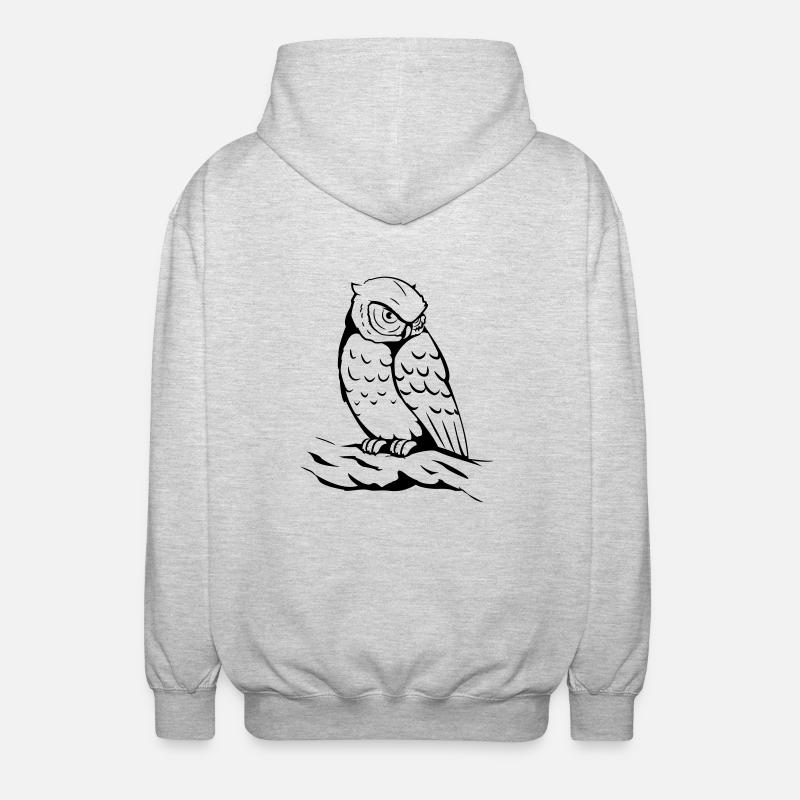 Eule - Unisex Kapuzenjacke - Hellgrau meliert