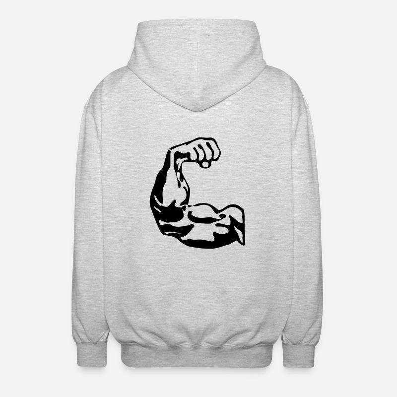 Bodybuilder biceps - Unisex Hooded Jacket - light heather grey