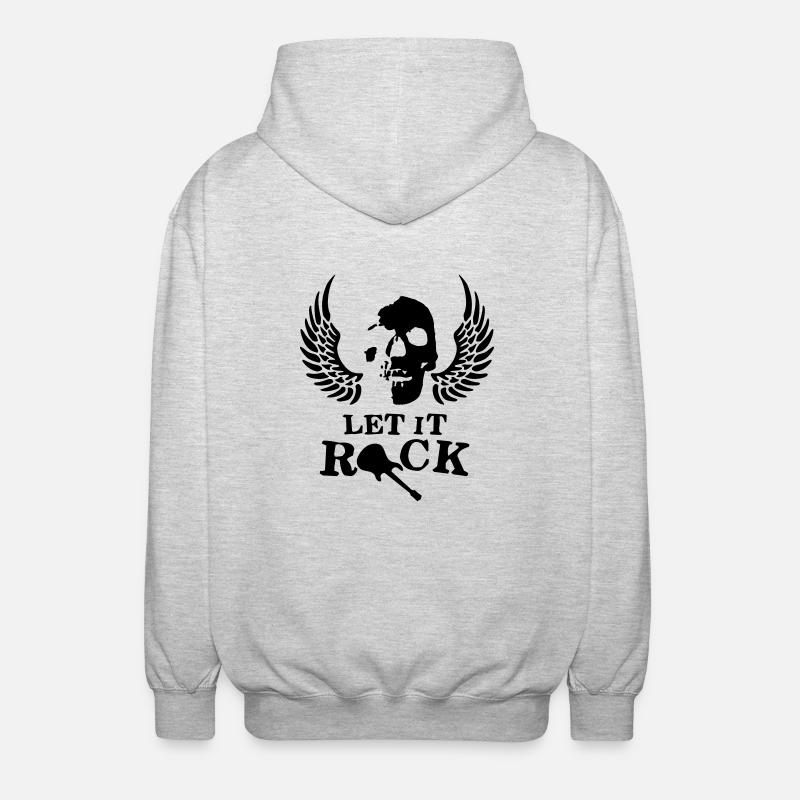 rock__roll_wing_skull_112013_c_1c - Unisex Kapuzenjacke - Hellgrau meliert
