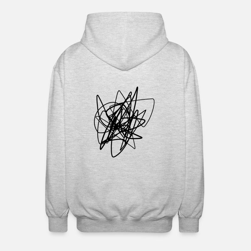 Scribbled chaotic strokes pattern - Unisex Hooded Jacket - light heather grey