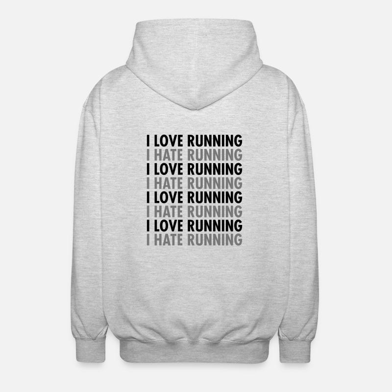 I Love / Hate Running - Unisex Hooded Jacket - light heather grey