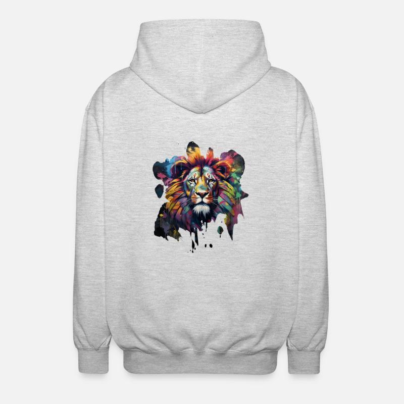 Löwe im Graffiti-Stil - Unisex Kapuzenjacke - Hellgrau meliert