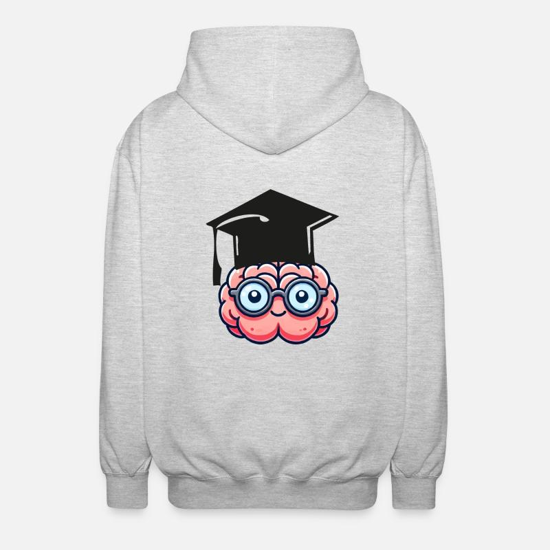 brain comic nerd student - Unisex Hooded Jacket - light heather grey