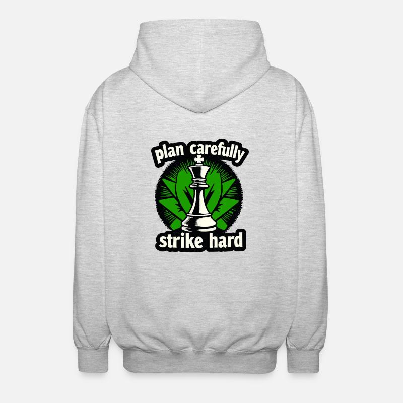 Schach plan carefully strike hard - Unisex Hooded Jacket - light heather grey