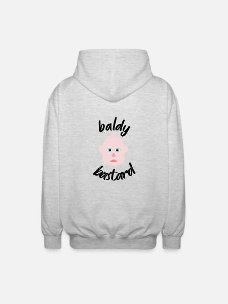 baldy bastard - Unisex Hooded Jacket - light heather grey