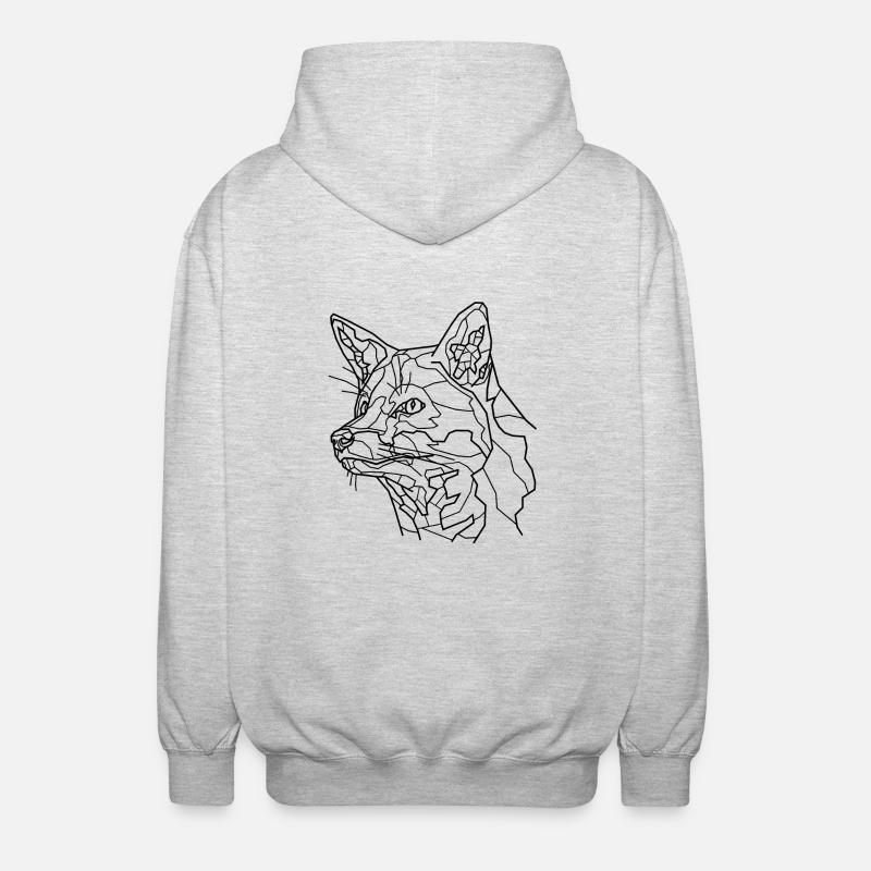 Fuchs Line Art - Unisex Kapuzenjacke - Hellgrau meliert