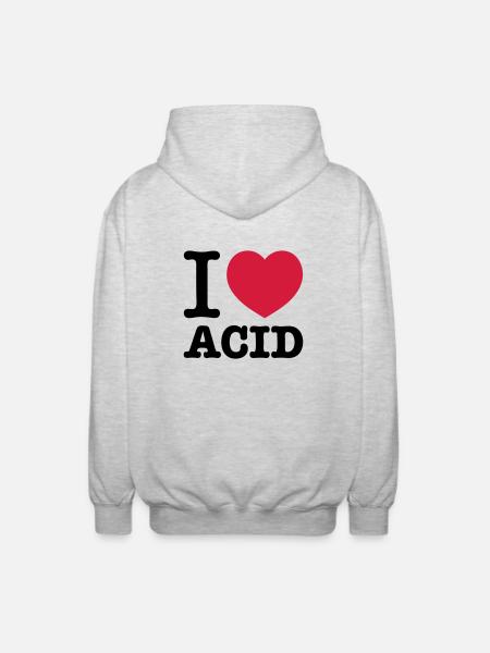I love Acid - Unisex Kapuzenjacke - Hellgrau meliert