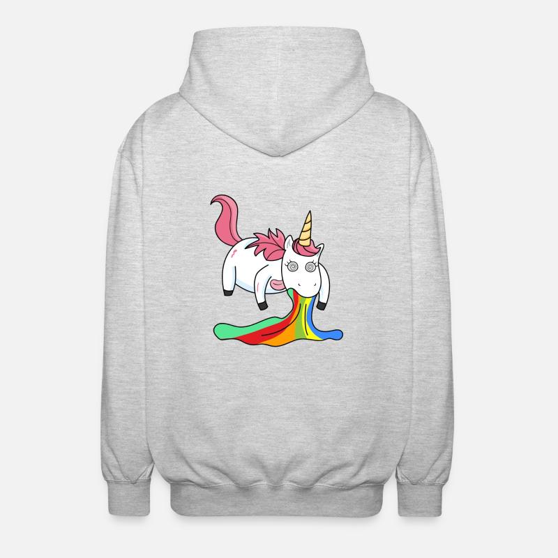 Kotzendes Einhorn Regenbogen - Unisex Kapuzenjacke - Hellgrau meliert