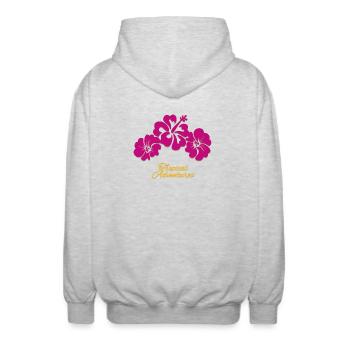 Tropical Adventures - Pink - Unisex Kapuzenjacke - Hellgrau meliert - Hinten - AI Model Male 185 light (185cm)