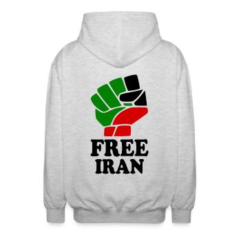 Free iran - Unisex Kapuzenjacke - Hellgrau meliert - Hinten - AI Model Male 185 light (185cm)
