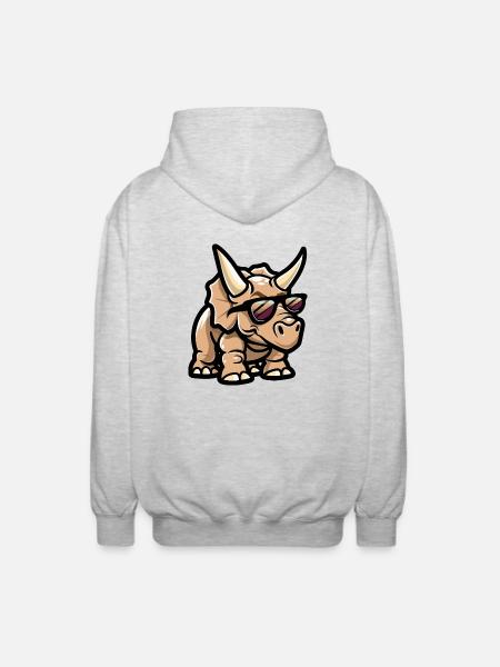 Dinosaur triceratops Comic Cool - Unisex Hooded Jacket - light heather grey