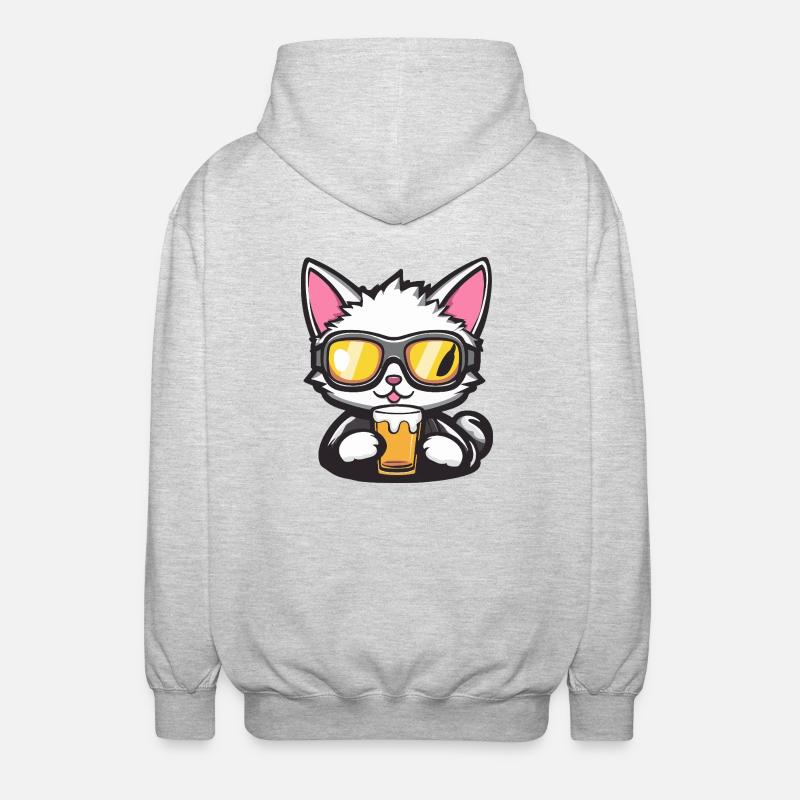 Chat Après-Ski Bière Bande Dessinée - Veste à capuche unisexe - gris clair chiné
