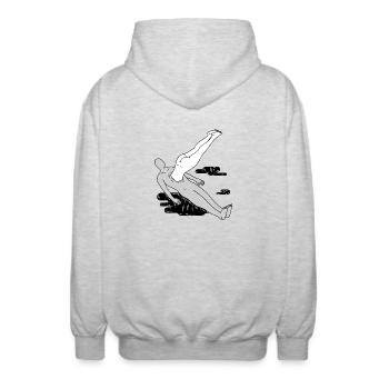 Hals über Kopf - Unisex Kapuzenjacke - Hellgrau meliert - Hinten - AI Model Male 185 light (185cm)
