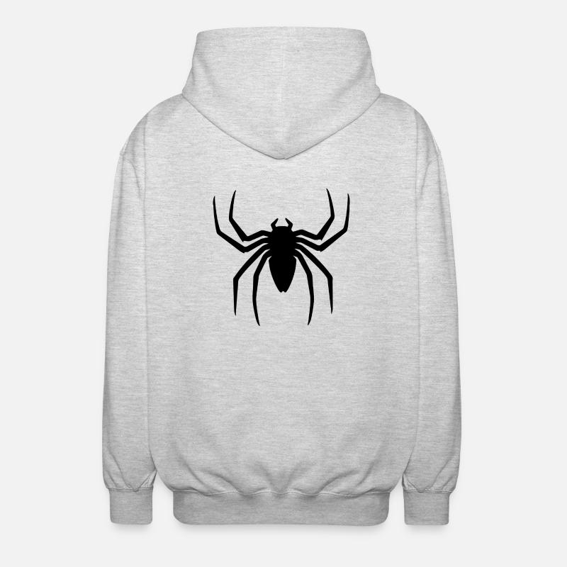Schwarze Spinne Halloween Geschenkidee - Unisex Kapuzenjacke - Hellgrau meliert