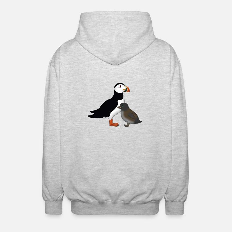 Macareux avec bébé - Veste à capuche unisexe - gris clair chiné
