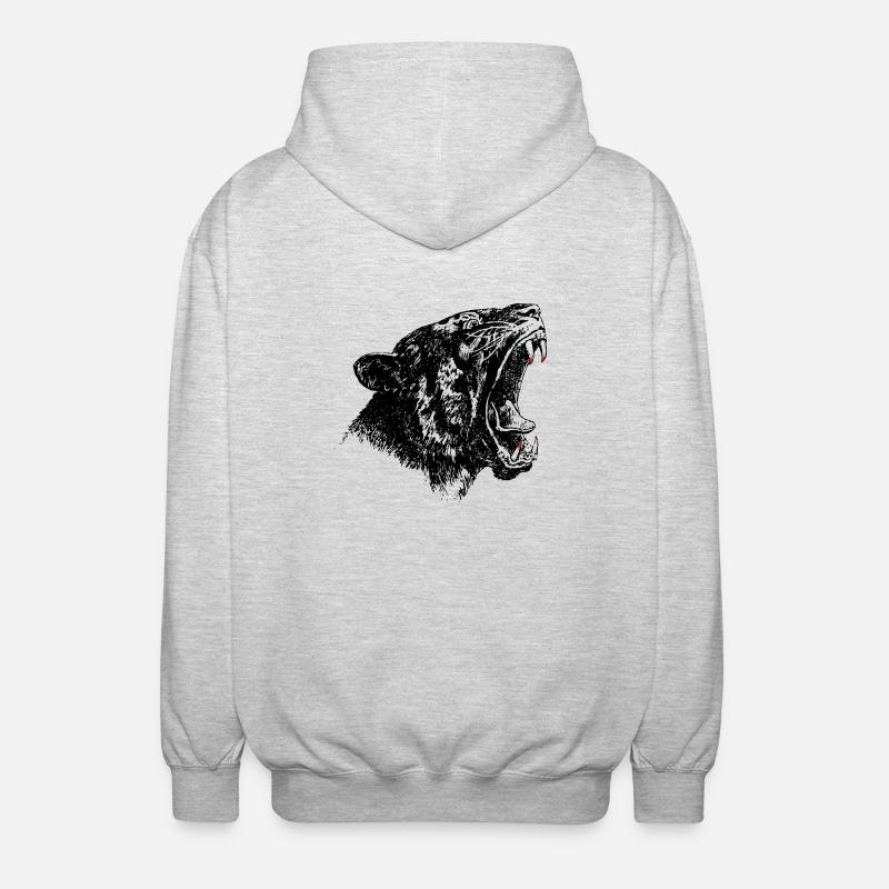 Schwarzer Panther Raubkatze - Unisex Kapuzenjacke - Hellgrau meliert