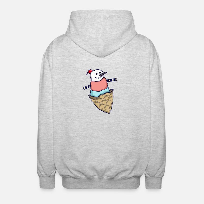 Schneemann Eiskugel - Unisex Kapuzenjacke - Hellgrau meliert