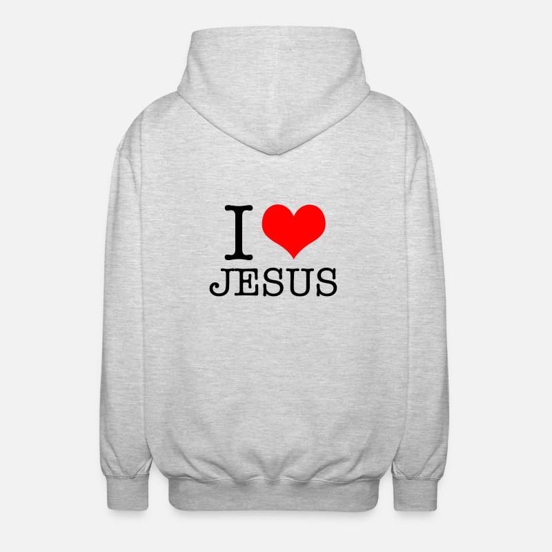 J'AIME Jésus - Veste à capuche unisexe - gris clair chiné
