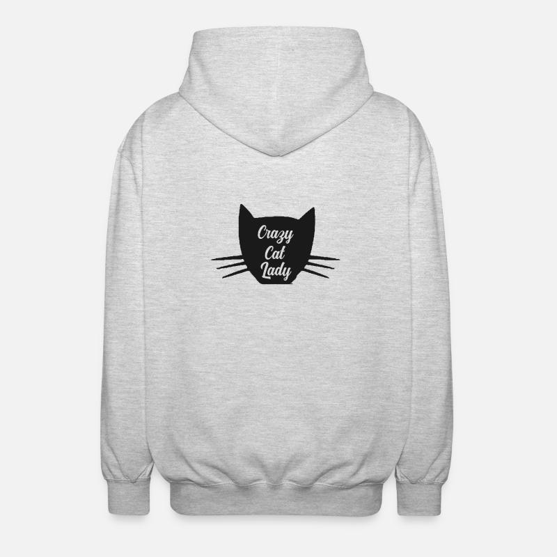 Madame folle de chat - Veste à capuche unisexe - gris clair chiné