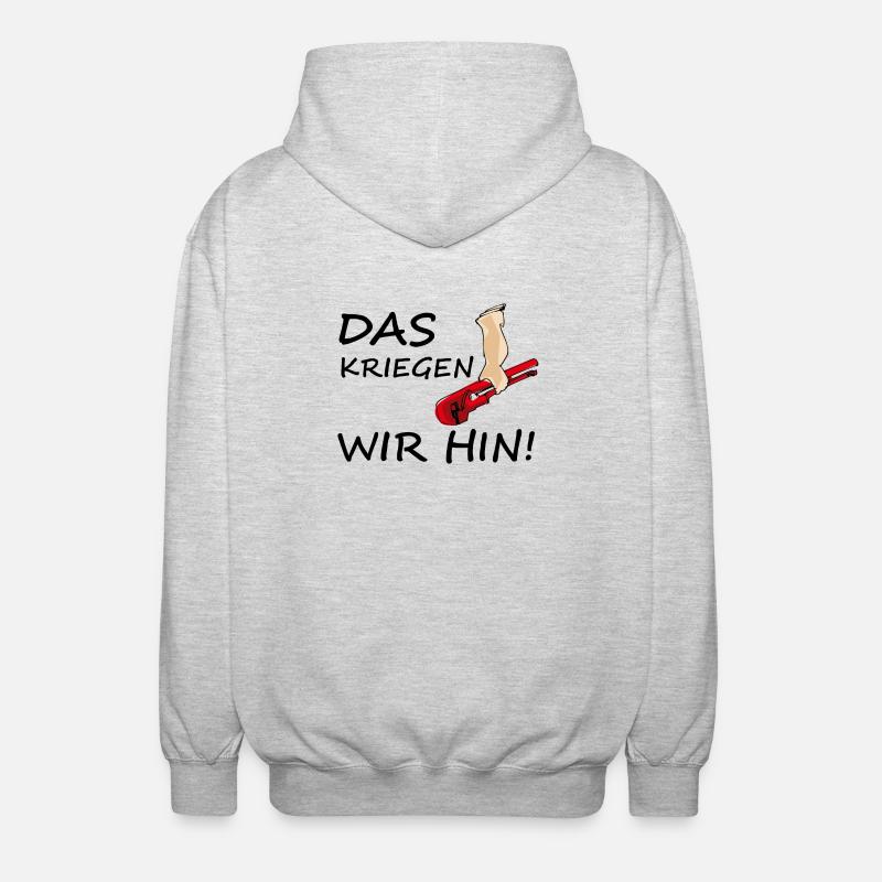 Das kriegen wir hin! black - Unisex Kapuzenjacke - Hellgrau meliert