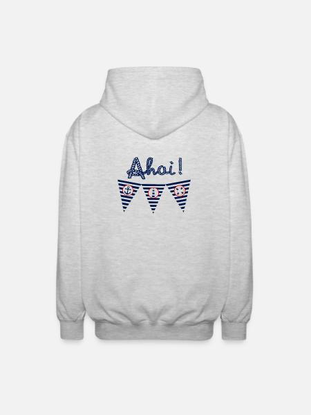 Ahoi, sea, maritime, flag - Unisex Hooded Jacket - light heather grey