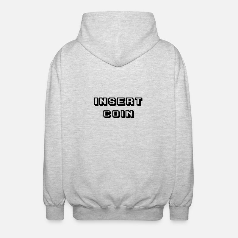 Arcade Insert Coin schwarz - Unisex Kapuzenjacke - Hellgrau meliert