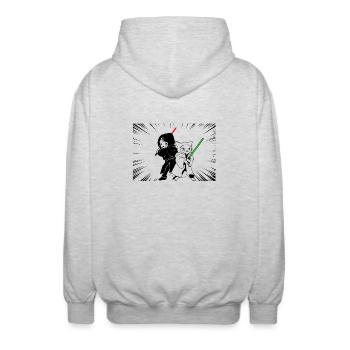 Action Katzen - Unisex Kapuzenjacke - Hellgrau meliert - Hinten - AI Model Male 185 light (185cm)